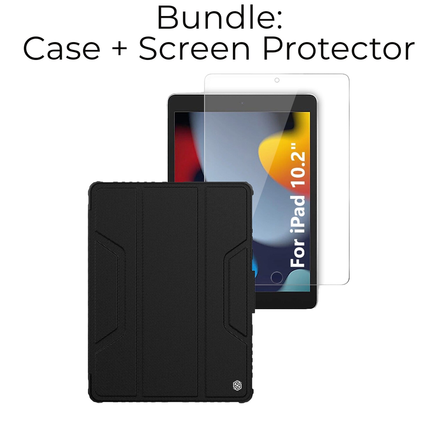 SaharaCase Apple iPad 10.2 (9th Gen 2021) (8th Gen 2020) Protection Bundle, Heavy Duty Case with Tempered Glass Screen, Black