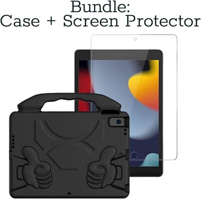 SaharaCase Apple iPad 10.2 (9th Generation 2021) Protection Bundle, KidProof Case with Tempered Glass Screen, Black