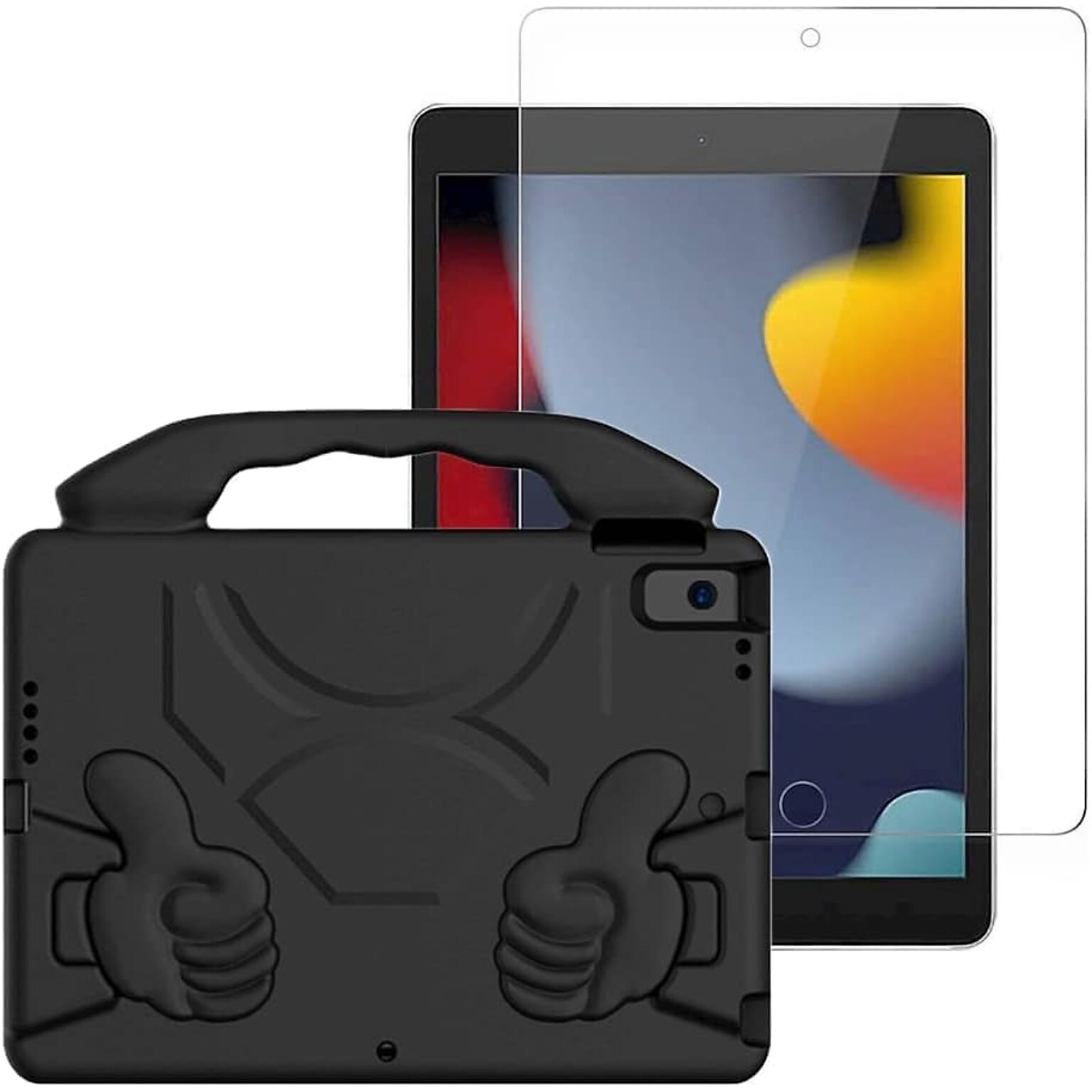 SaharaCase Apple iPad 10.2 (9th Generation 2021) Protection Bundle, KidProof Case with Tempered Glass Screen, Black