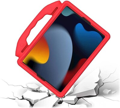 SaharaCase Apple iPad 10.2" (9th Generation 2021) Protection Bundle, KidProof Case with Tempered Glass Screen, Red