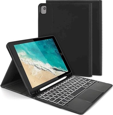 SaharaCase Apple iPad 10.2" (9th Gen 2021) Protection Bundle, Keyboard Case with Tempered Glass Screen, Black