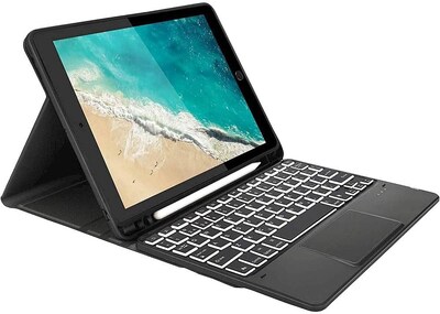 SaharaCase Apple iPad 10.2" (9th Gen 2021) Protection Bundle, Keyboard Case with Tempered Glass Screen, Black