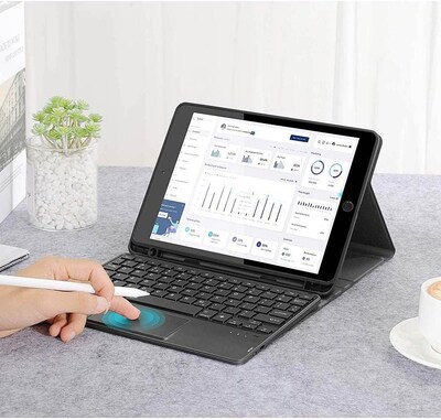 SaharaCase Apple iPad 10.2" (9th Gen 2021) Protection Bundle, Keyboard Case with Tempered Glass Screen, Black