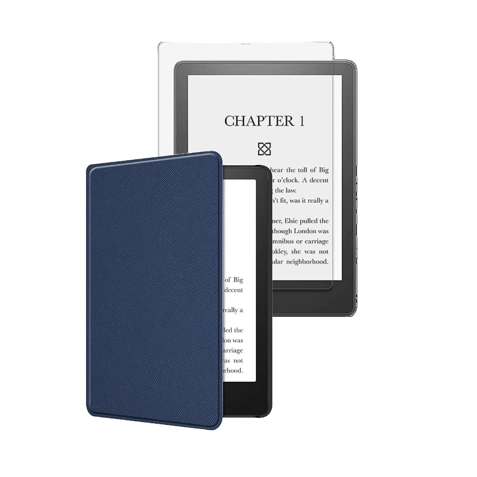 SaharaCase Kindle Paperwhite (11th Gen 2021-2023) Protection Bundle, Folio Case & Tempered Glass Screen, Blue (TB00191-ZD-T22)