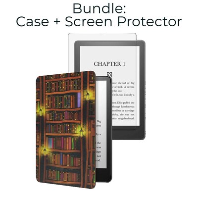 SaharaCase Kindle Paperwhite (11th Gen 2021-2023) Protection Bundle, Folio Case & Tempered Glass Screen, Brown