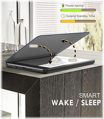 SaharaCase Kindle Paperwhite (11th Gen 2021-2023) Protection Bundle, Folio Case & Tempered Glass Screen, Blue/White