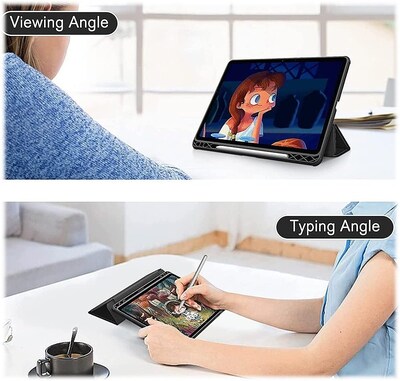 SaharaCase Samsung Galaxy Tab S8 Protection Bundle, Folio Case with Tempered Glass Screen, Clear/Black