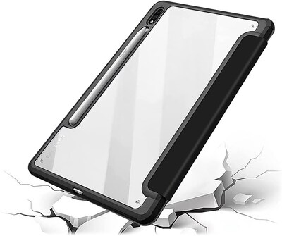 SaharaCase Samsung Galaxy Tab S8 Protection Bundle, Folio Case with Tempered Glass Screen, Clear/Black