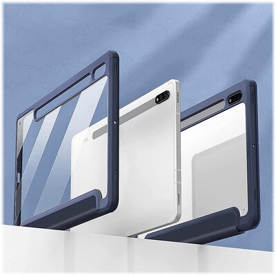 SaharaCase Samsung Galaxy Tab S8 Protection Bundle, Folio Case with Tempered Glass Screen, Clear/Navy Blue