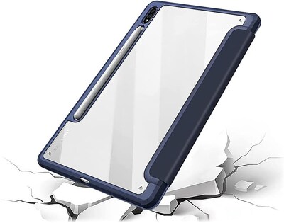 SaharaCase Samsung Galaxy Tab S8 Protection Bundle, Folio Case with Tempered Glass Screen, Clear/Navy Blue