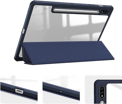 SaharaCase Samsung Galaxy Tab S8 Protection Bundle, Folio Case with Tempered Glass Screen, Clear/Navy Blue