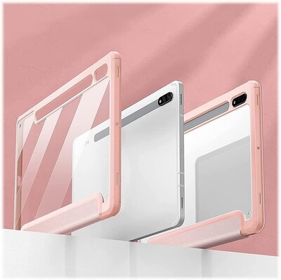 SaharaCase Samsung Galaxy Tab S8 Protection Bundle, Folio Case with Tempered Glass Screen, Clear/Pink