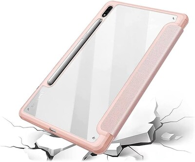 SaharaCase Samsung Galaxy Tab S8 Protection Bundle, Folio Case with Tempered Glass Screen, Clear/Pink