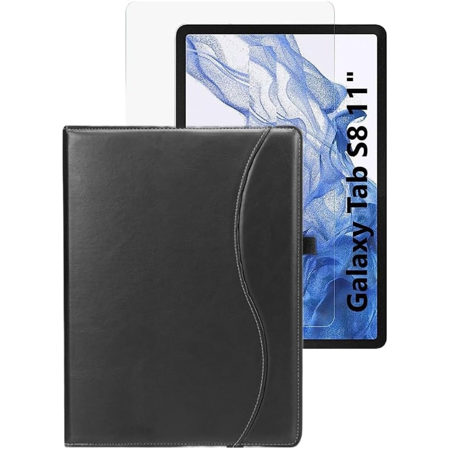 SaharaCase Samsung Galaxy Tab S8 Protection Bundle, Business Series Case with Tempered Glass Screen, Black
