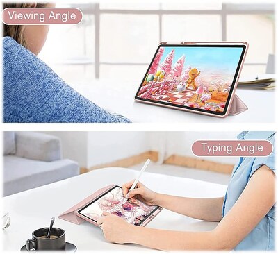 SaharaCase Samsung Galaxy Tab S8+ and Tab S7 FE Protection Bundle, Folio Case with Tempered Glass Screen, Clear/Pink