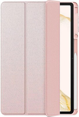 SaharaCase Samsung Galaxy Tab S8+ and Tab S7 FE Protection Bundle, Folio Case with Tempered Glass Screen, Clear/Pink