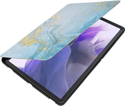 SaharaCase Samsung Galaxy Tab S8+ Protection Bundle, Multi-Angle Folio Case with Tempered Glass Screen, Blue Marble