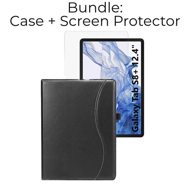 SaharaCase Samsung Galaxy Tab S8+ & Tab S7 FE (2022) Protection Bundle, Series Case with Tempered Glass Screen, Black