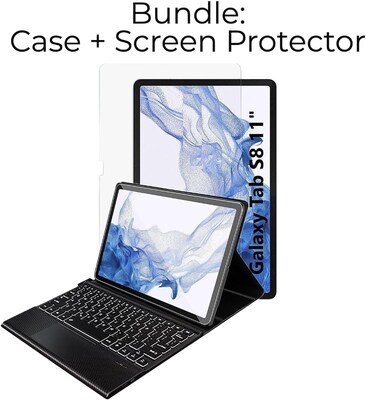 SaharaCase Samsung Galaxy Tab S8+ Protection Bundle, Keyboard Case with Tempered Glass Screen, Black