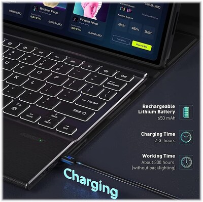 SaharaCase Samsung Galaxy Tab S8+ Protection Bundle, Keyboard Case with Tempered Glass Screen, Black