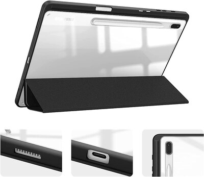 SaharaCase Samsung Galaxy Tab S8 Ultra Protection Bundle, Folio Case with Tempered Glass Screen, Clear/Black