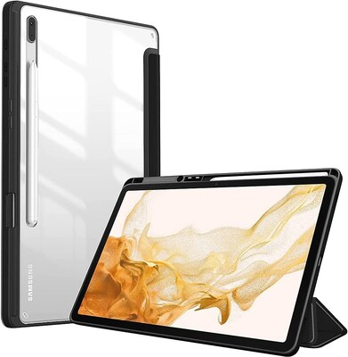 SaharaCase Samsung Galaxy Tab S8 Ultra Protection Bundle, Folio Case with Tempered Glass Screen, Clear/Black