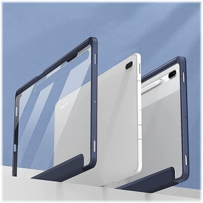 SaharaCase Samsung Galaxy Tab S8 Ultra Protection Bundle, Folio Case with Tempered Glass Screen, Clear/Navy Blue