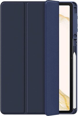 SaharaCase Samsung Galaxy Tab S8 Ultra Protection Bundle, Folio Case with Tempered Glass Screen, Clear/Navy Blue