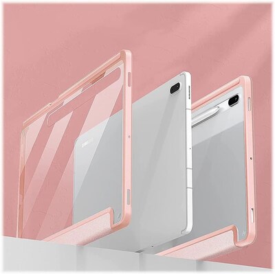 SaharaCase Samsung Galaxy Tab S8 Ultra Protection Bundle, Folio Case with Tempered Glass Screen, Clear/Pink