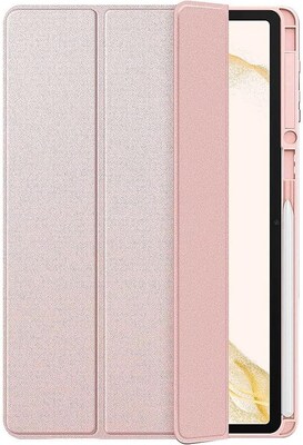 SaharaCase Samsung Galaxy Tab S8 Ultra Protection Bundle, Folio Case with Tempered Glass Screen, Clear/Pink