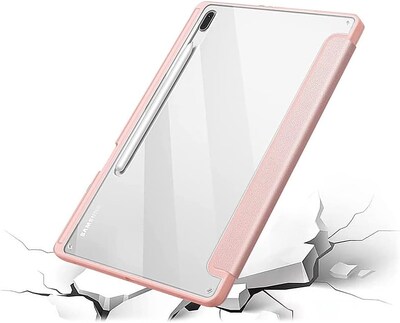 SaharaCase Samsung Galaxy Tab S8 Ultra Protection Bundle, Folio Case with Tempered Glass Screen, Clear/Pink