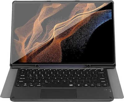 SaharaCase Samsung Galaxy Tab S8 Ultra Protection Bundle, Keyboard Case with Tempered Glass Screen, Black