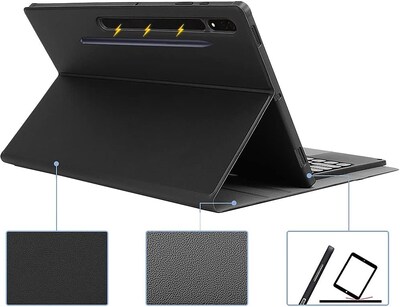SaharaCase Samsung Galaxy Tab S8 Ultra Protection Bundle, Keyboard Case with Tempered Glass Screen, Black