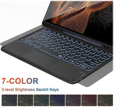 SaharaCase Samsung Galaxy Tab S8 Ultra Protection Bundle, Keyboard Case with Tempered Glass Screen, Black