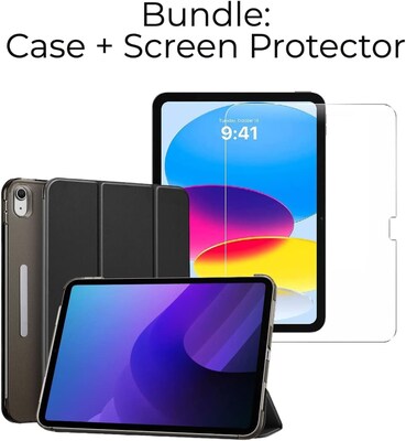 SaharaCase Apple 10.9 iPad (10th Gen) Protection Bundle, AirShield Folio Case with Tempered Glass Screen, Black
