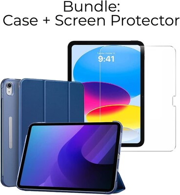 SaharaCase Apple 10.9 iPad (10th Gen) Protection Bundle, AirShield Folio Case with Tempered Glass Screen, Blue