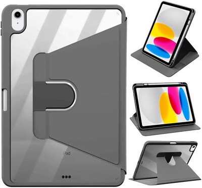 SaharaCase Apple 10.9" iPad (10th Generation) Protection Bundle, Rotating Folio Case with Tempered Glass Screen, Black