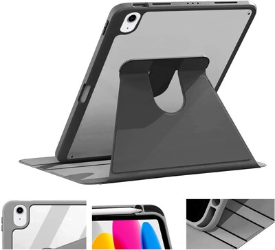 SaharaCase Apple 10.9" iPad (10th Generation) Protection Bundle, Rotating Folio Case with Tempered Glass Screen, Black