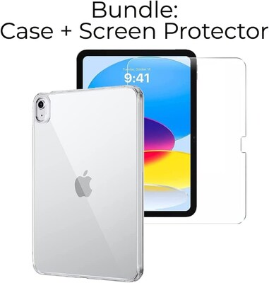 SaharaCase Apple 10.9 iPad (10th Generation) Protection Bundle, Hybrid Flex Hard Shell Case with Tempered Glass Screen, Clear