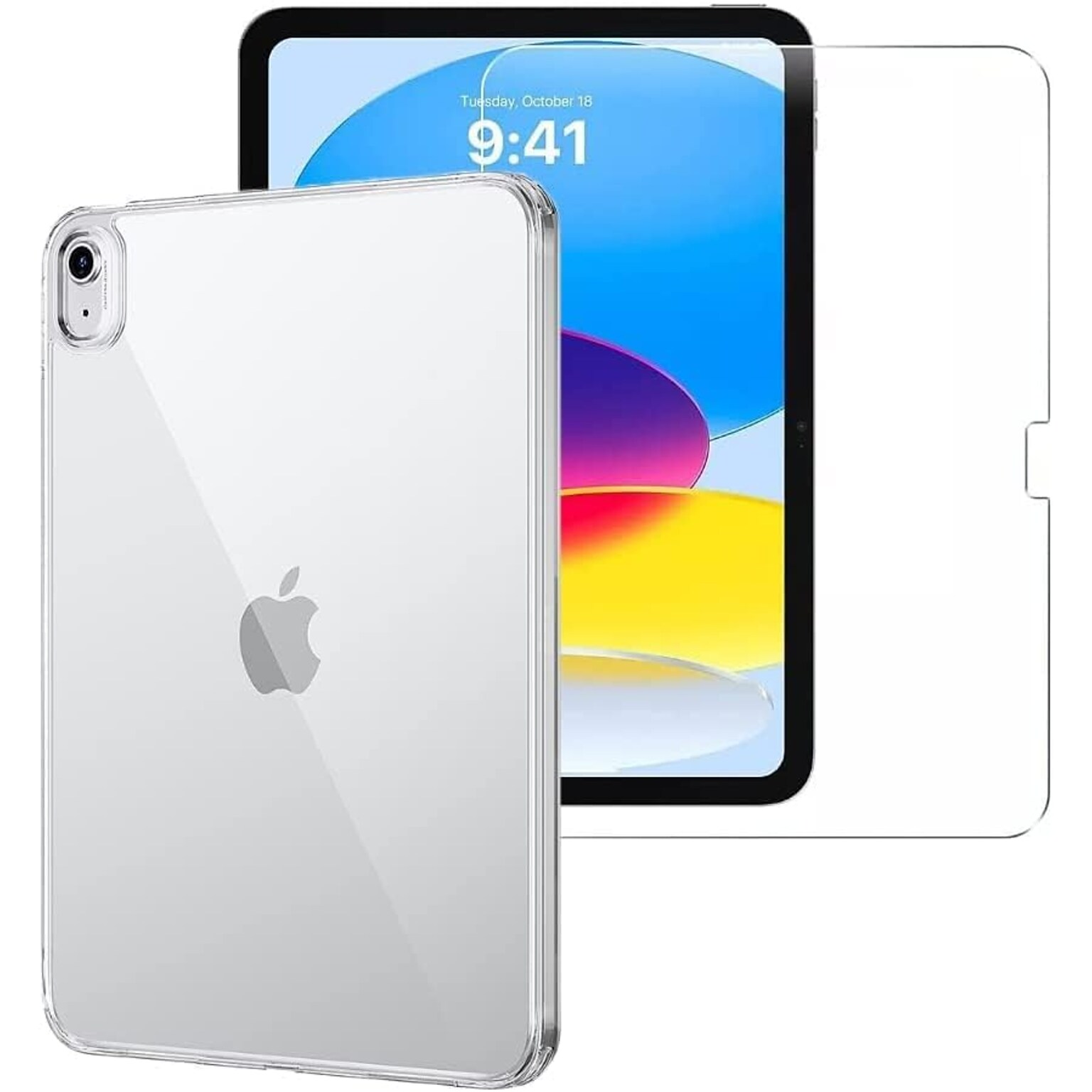 SaharaCase Apple 10.9 iPad (10th Generation) Protection Bundle, Hybrid Flex Hard Shell Case with Tempered Glass Screen, Clear