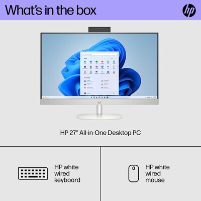 HP 27" All-in-One Desktop Computer, Intel Core i5-1335U, 8GB Memory, 265GB SSD (27-CR0006)