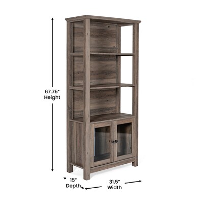 Flash Furniture Stella 67.75" 3-Shelf Bookcase, Gray Wash Engineered Wood (ZG027GRYWSH)