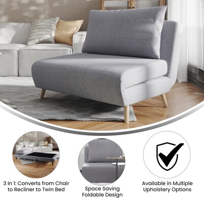 Flash Furniture Shaw Fabric Convertible Tri-Fold Sleeper Chair, Armless, Light Gray (BOBSBS031LTGRY)