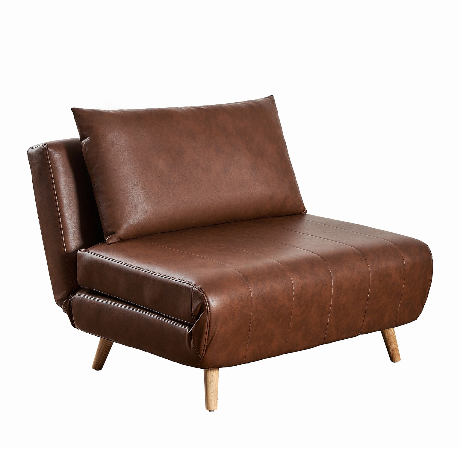 Flash Furniture Shaw LeatherSoft Convertible Tri-Fold Sleeper Chair, Armless, Brown (BOBSBS031BRN)