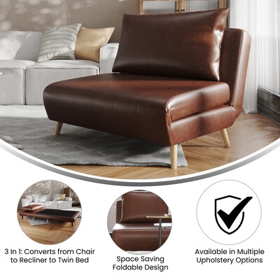 Flash Furniture Shaw LeatherSoft Convertible Tri-Fold Sleeper Chair, Armless, Brown (BOBSBS031BRN)