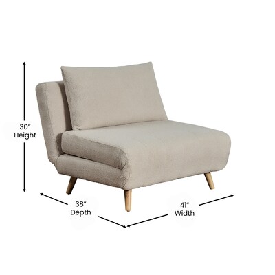 Flash Furniture Shaw Boucle Convertible Tri-Fold Sleeper Chair, Armless, Cream (BOBSBS031CRMBCL)