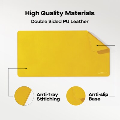 Mobile Pixels Inc. PU Leather Desk Mat, 31.5" x 15.75", Racing Yellow (115-1001P04)