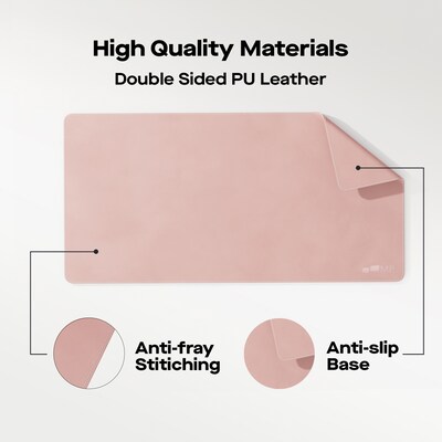Mobile Pixels Inc. Anti Slip Faux Leather Desk Pad, 31.5" x 15.75", Coral Pink (115-1001P06)