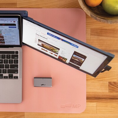 Mobile Pixels Inc. Anti Slip Faux Leather Desk Pad, 31.5" x 15.75", Coral Pink (115-1001P06)