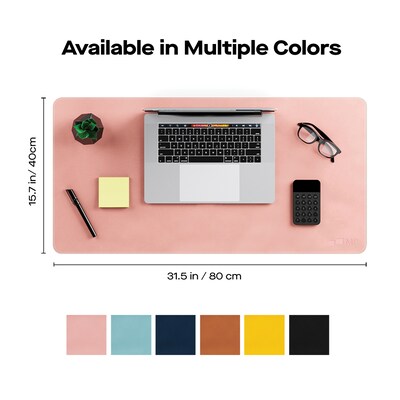 Mobile Pixels Inc. Anti Slip Faux Leather Desk Pad, 31.5" x 15.75", Coral Pink (115-1001P06)